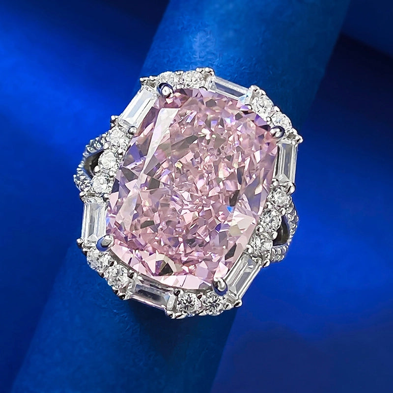 Cushion Engagement Ring 12*16 925 Silver High Carbon Diamond