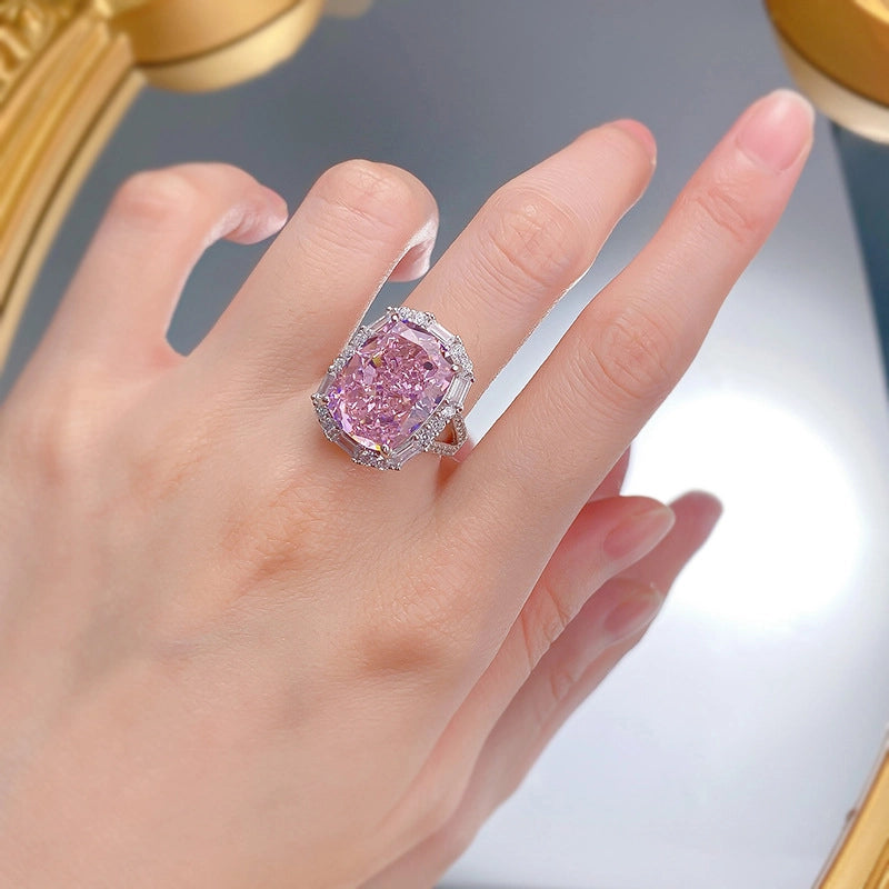 Cushion Engagement Ring 12*16 925 Silver High Carbon Diamond