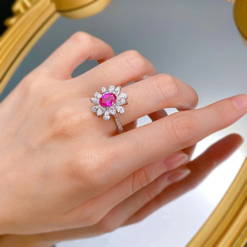 Oval Engagement Ring 6*8mm 925 Silver Zircon