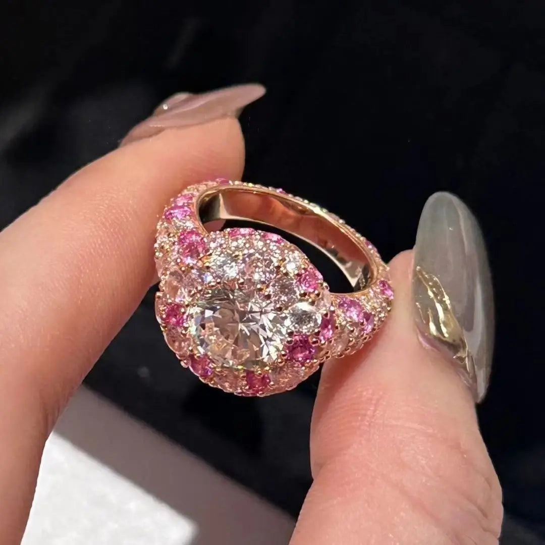 Round Engagement Ring 925 Silver High Carbon Diamond