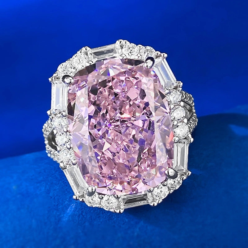 Cushion Engagement Ring 12*16 925 Silver High Carbon Diamond