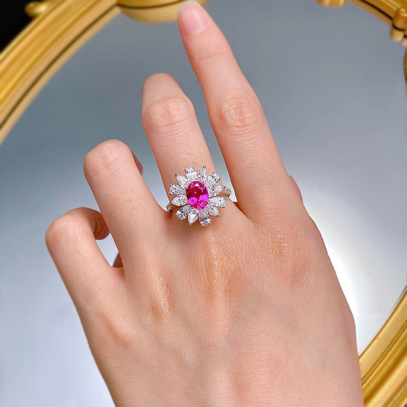 Oval Engagement Ring 6*8mm 925 Silver Zircon