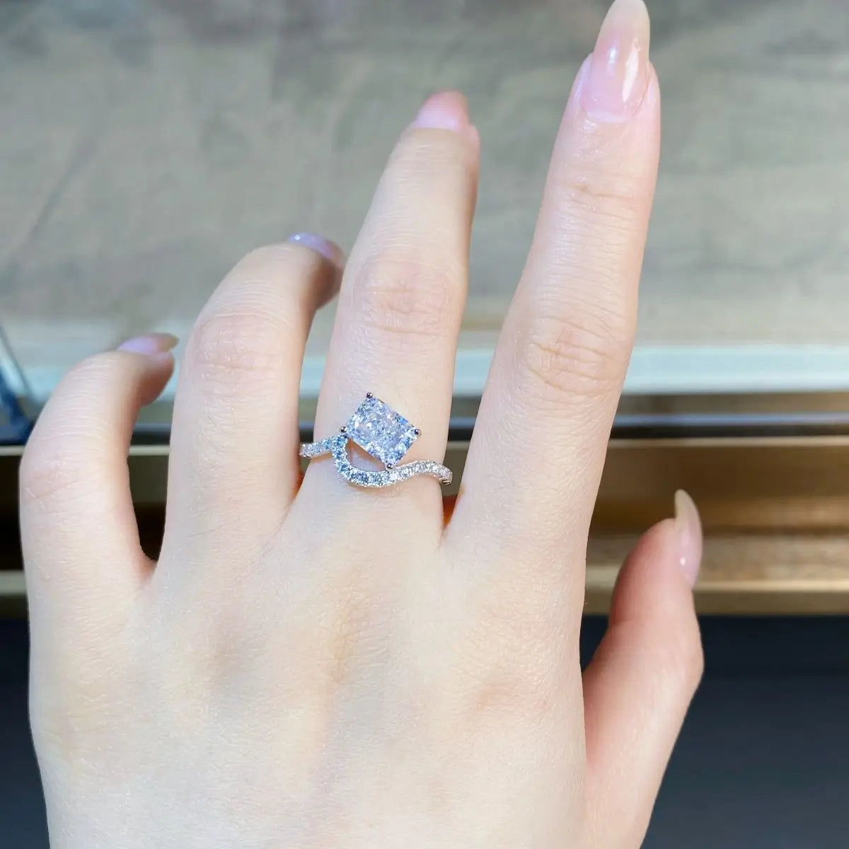 Radiant Engagement Ring 2ct 925 Silver High Carbon Diamond