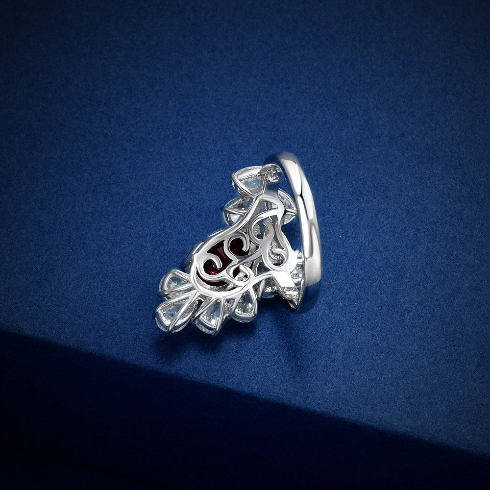 Pear Engagement Ring 8*12 925 Silver Ruby
