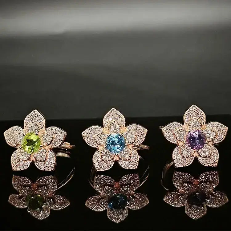 Round Engagement Ring 6*6 925 Silver crystal Open Ring