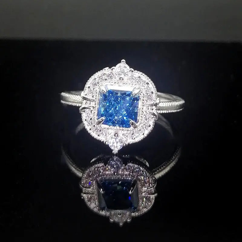 Princess Engagement Ring 6*6 925 Silver High Carbon Diamond