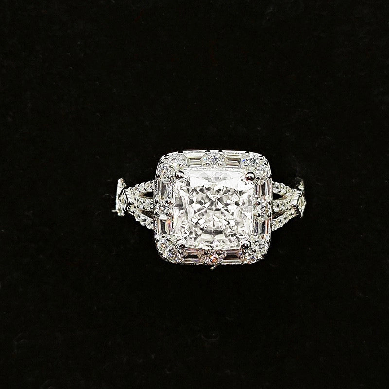 Princess Engagement Ring 8*8 925 Silver High Carbon Diamond Open Ring