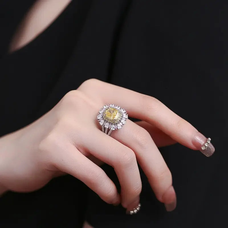 Cushion Engagement Ring 4ct 7*9 925 Silver High Carbon Diamond Open Ring