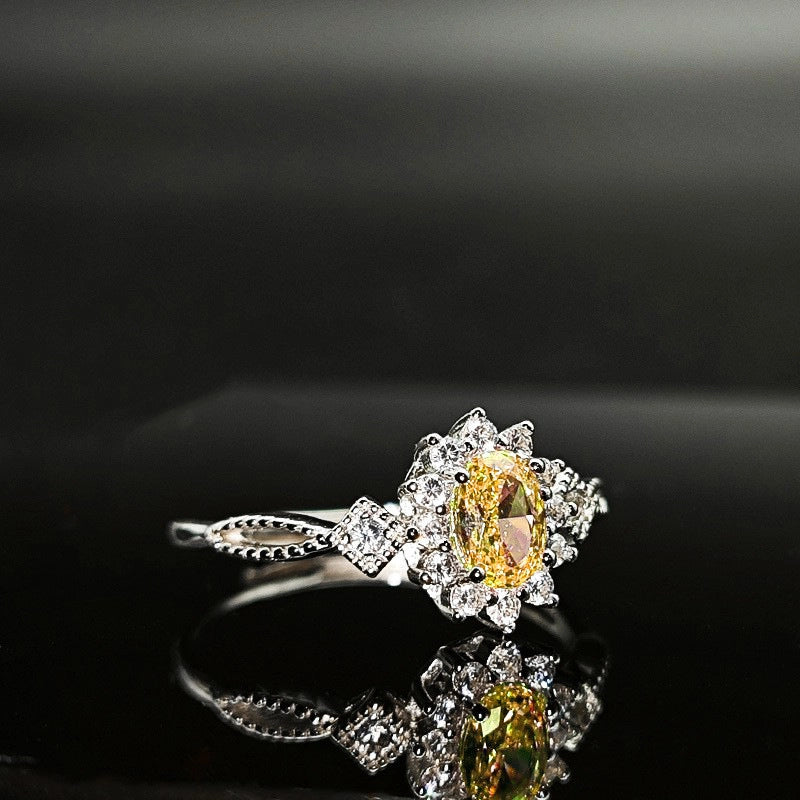 Oval Engagement Ring 4*6 925 Silver High Carbon Diamond Open Ring