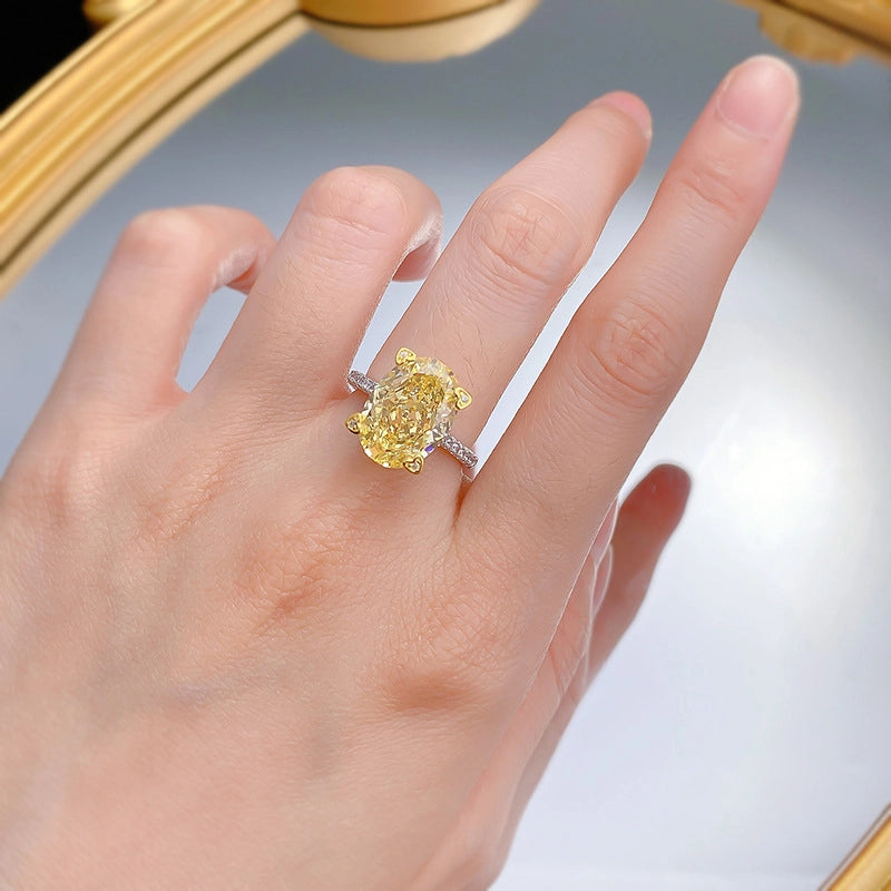 Oval Engagement Ring 10*14 925 Silver High Carbon Diamond
