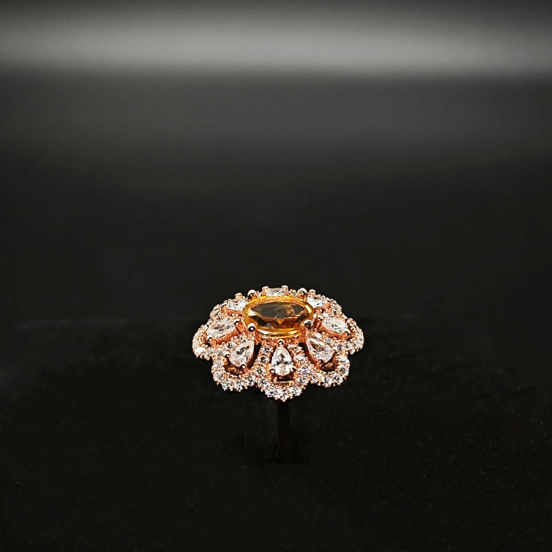 Oval Engagement Ring 5*7 925 Silver Citrine Open Ring