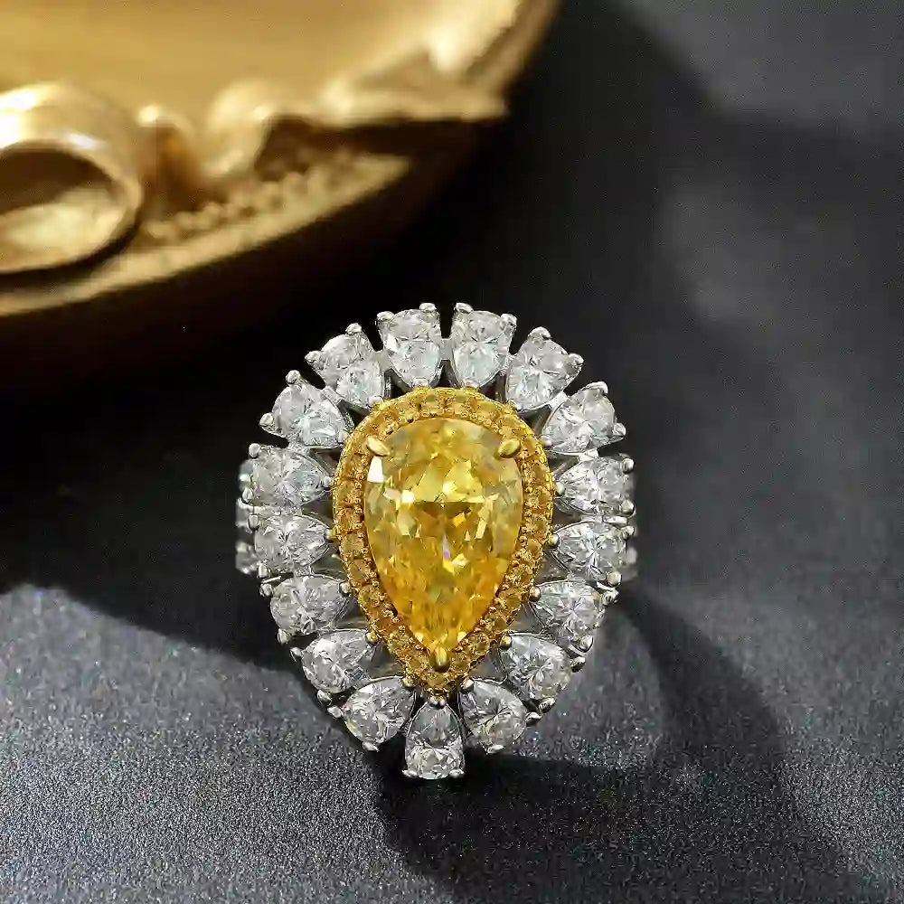 Pear Engagement Ring 8*12 925 Silver High Carbon Diamond