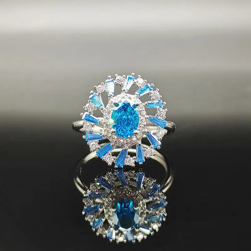 Oval Engagement Ring 5*7 925 Silver High Carbon Diamond Open Ring