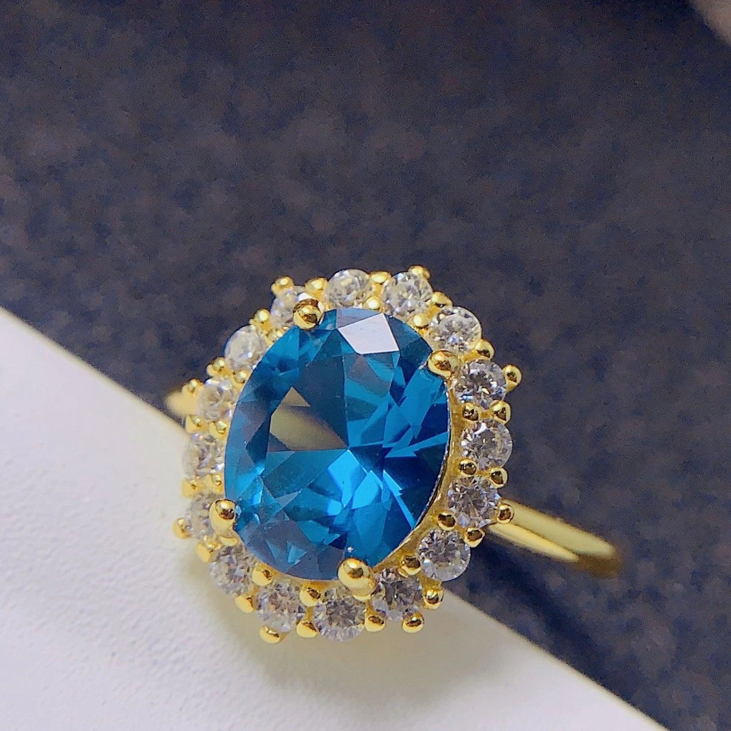 Oval Engagement Ring 8*10 925 Silver Topaz Open Ring