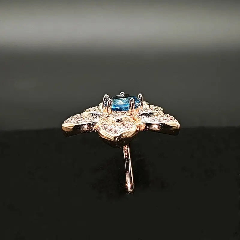 Round Engagement Ring 6*6 925 Silver crystal Open Ring