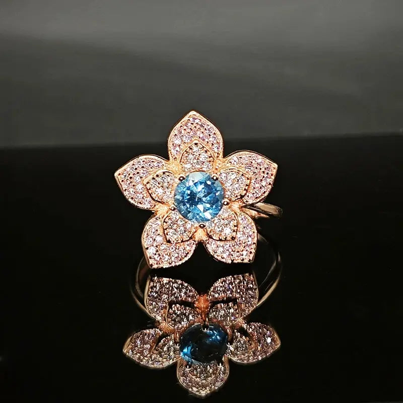 Round Engagement Ring 6*6 925 Silver crystal Open Ring
