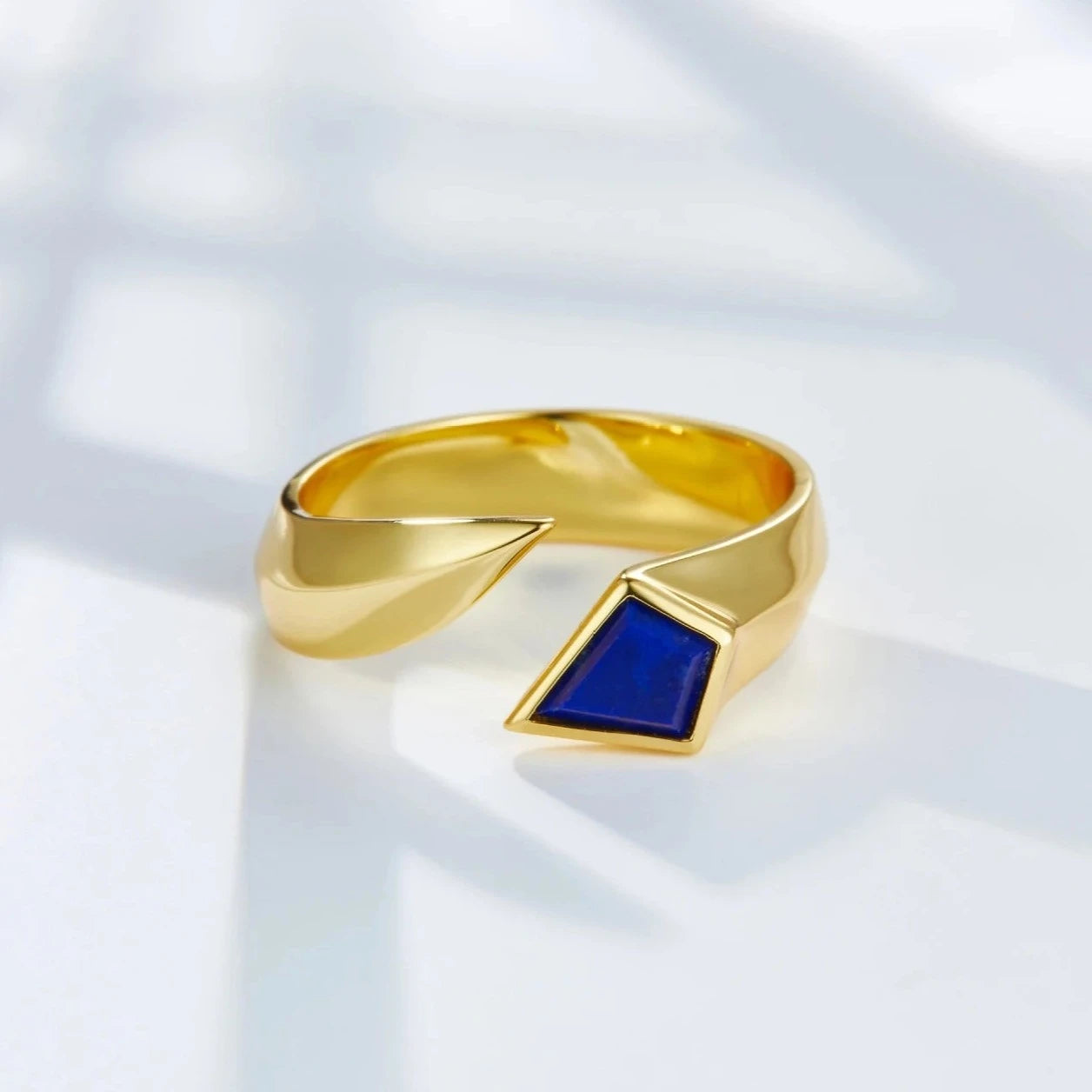 Blue Engagement Ring 925 Silver Natural Lapis Lazuli