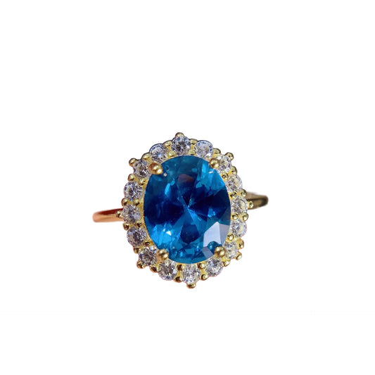 Oval Engagement Ring 8*10 925 Silver Topaz Open Ring