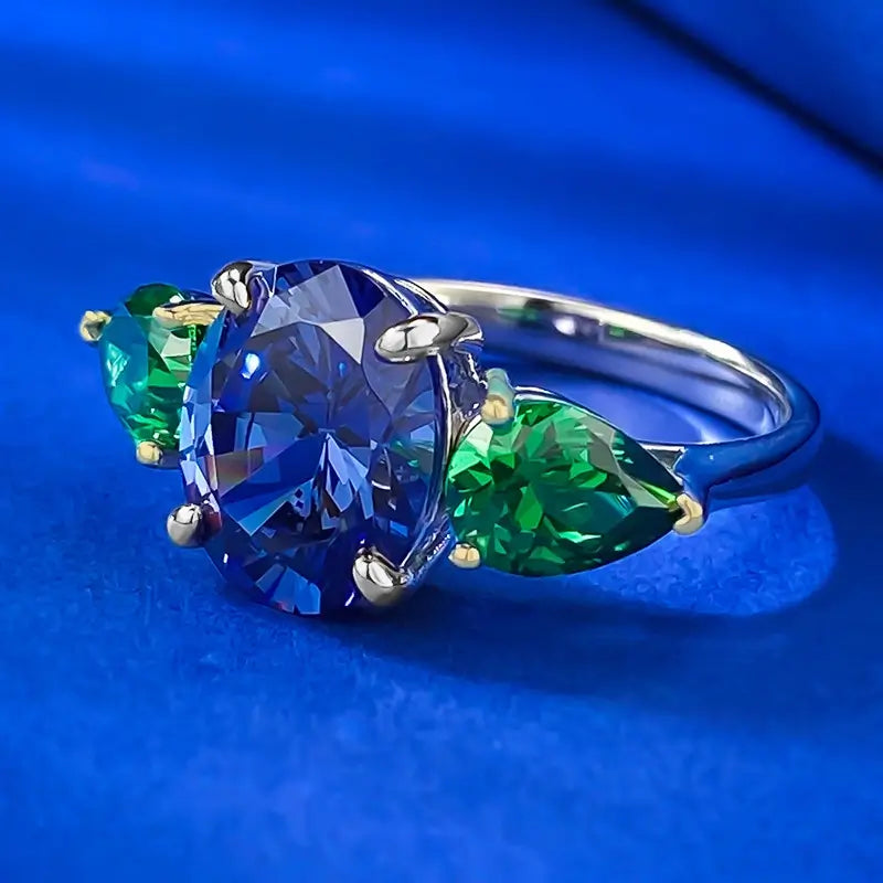 Oval Engagement Ring 8*10 925 Silver Tanzanite