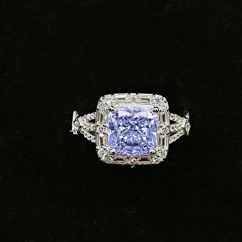 Princess Engagement Ring 8*8 925 Silver High Carbon Diamond Open Ring