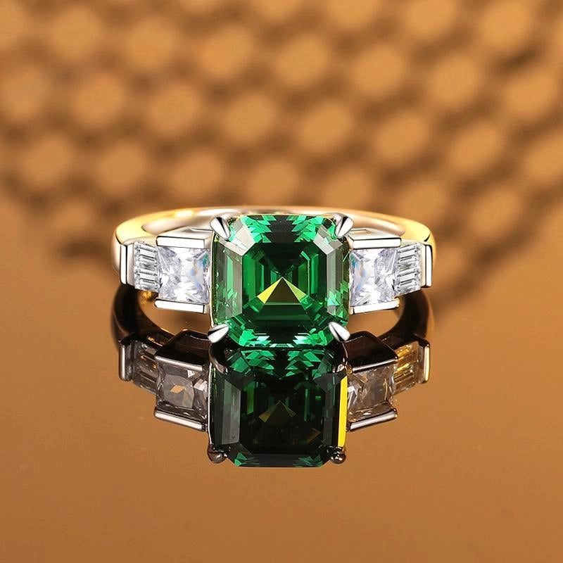 Asscher Engagement Ring 4ct 8*8 925 Silver High Carbon Diamond