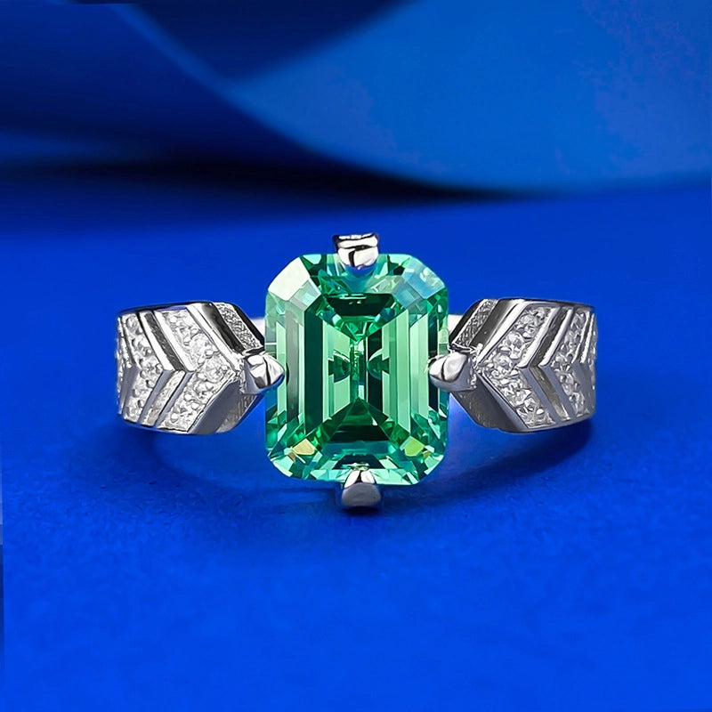 Emerald Engagement Ring 7*9 925 Silver Zircon