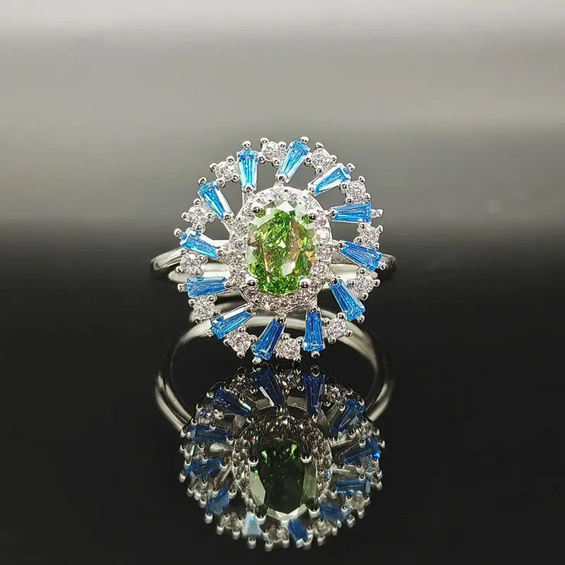 Oval Engagement Ring 5*7 925 Silver High Carbon Diamond Open Ring
