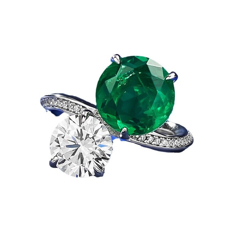 Round Engagement Ring 10mm 925 Silver Zircon