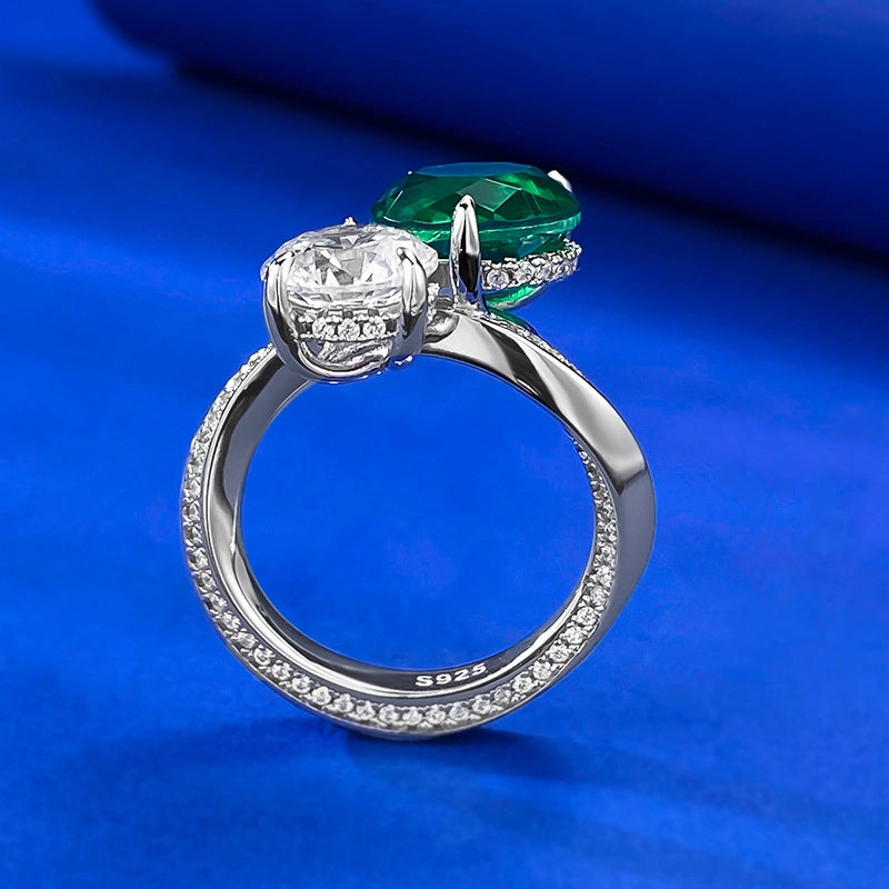 Round Engagement Ring 10mm 925 Silver Zircon