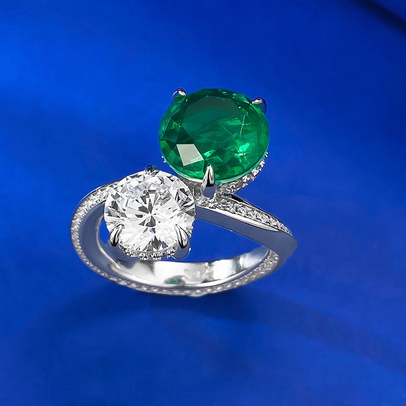 Round Engagement Ring 10mm 925 Silver Zircon
