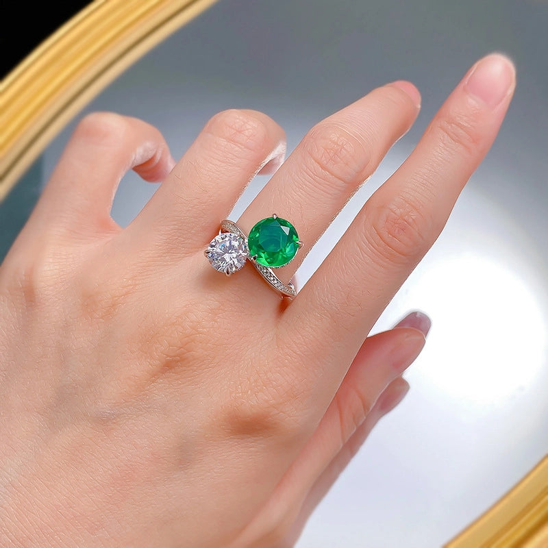 Round Engagement Ring 10mm 925 Silver Zircon