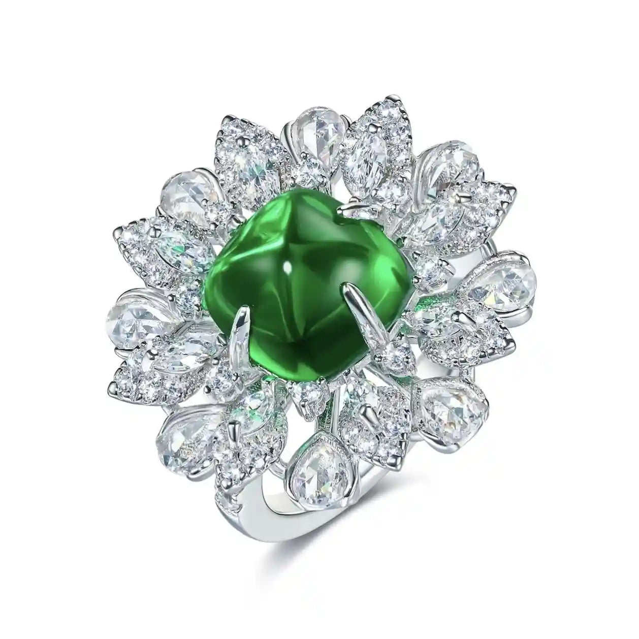 Sugar Tower Engagement Ring 9.5mm 925 Silver High Carbon Diamond