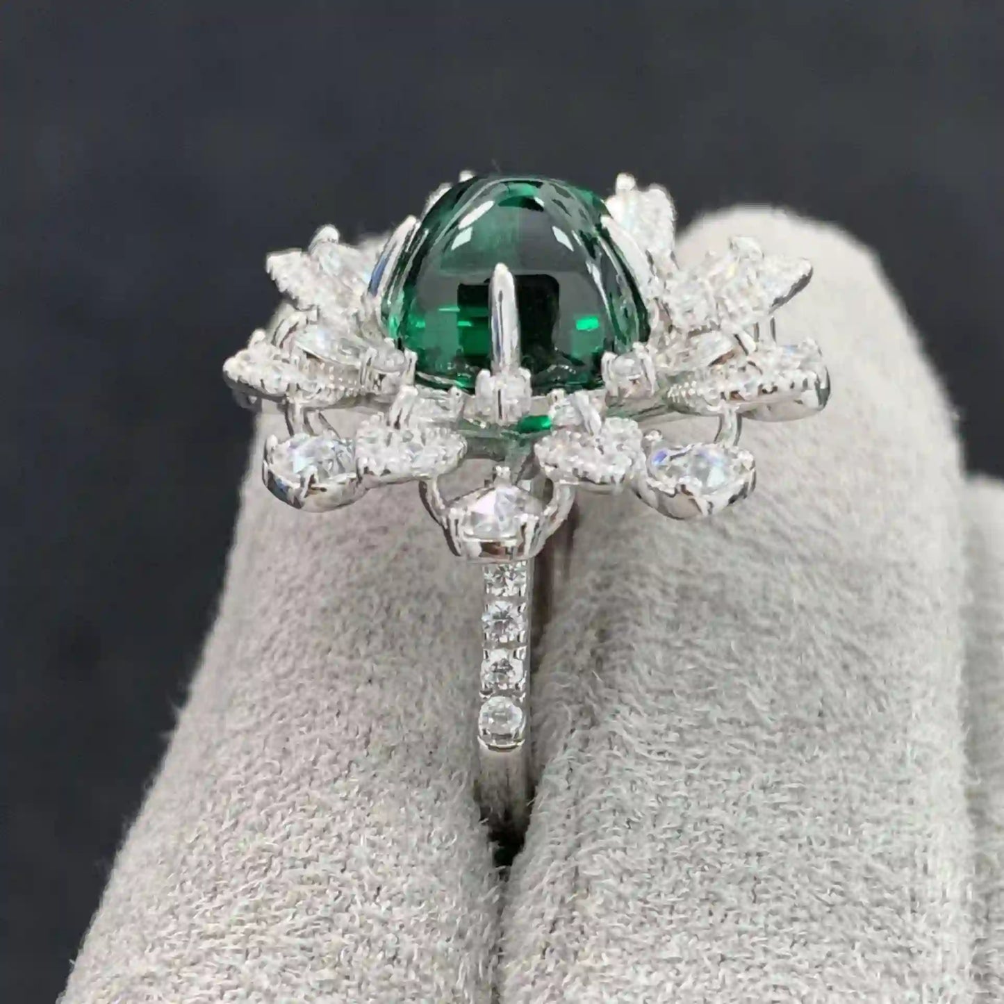 Sugar Tower Engagement Ring 9.5mm 925 Silver High Carbon Diamond