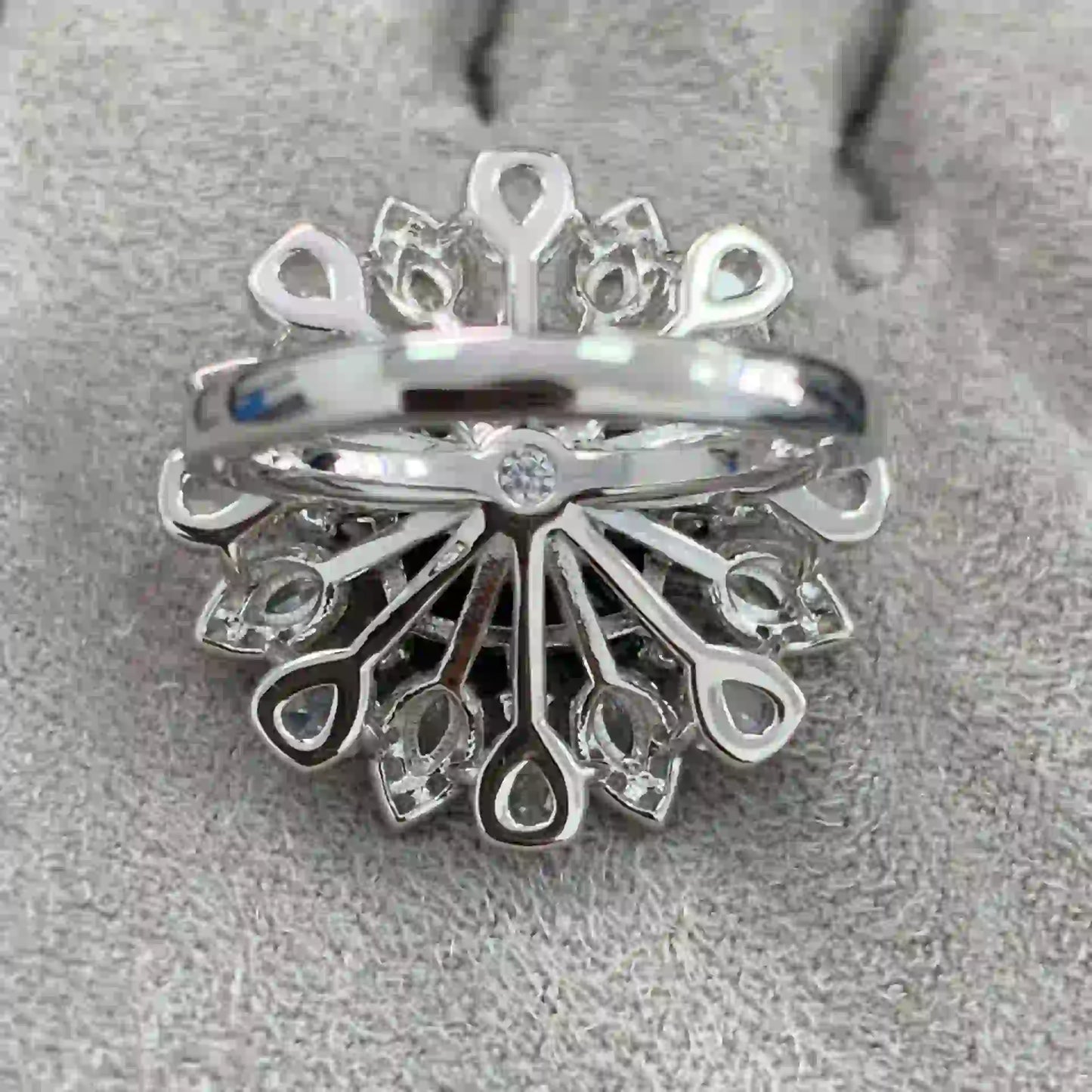 Sugar Tower Engagement Ring 9.5mm 925 Silver High Carbon Diamond