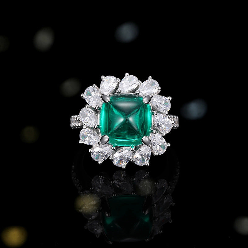 Sugar Tower Engagement Ring 925 Silver High Carbon Diamond