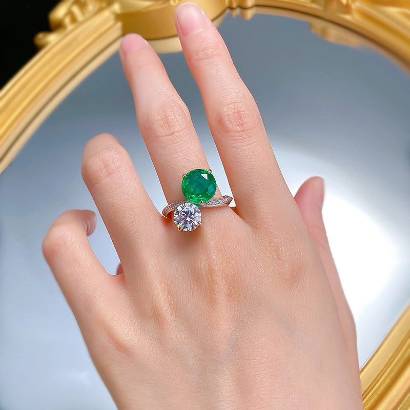 Round Engagement Ring 10mm 925 Silver Zircon