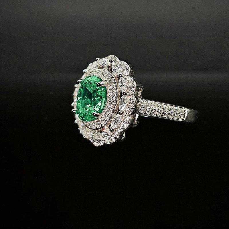 Oval Engagement Ring 6*8 925 Silver High Carbon Diamond Open Ring