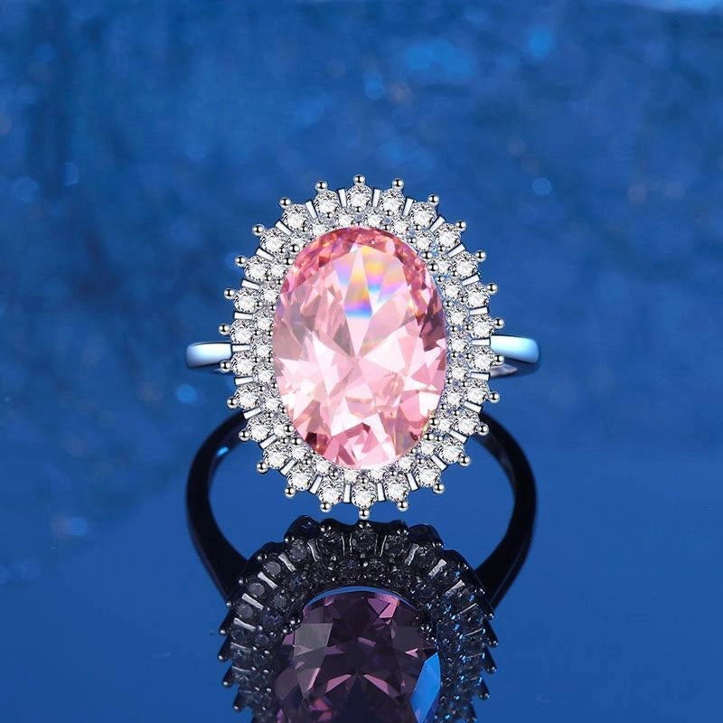 Oval Engagement Ring 10*14 925 Silver 5A Zircon