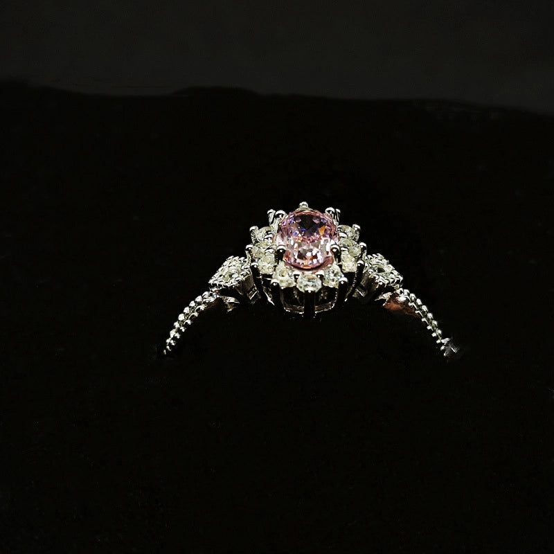 Oval Engagement Ring 4*6 925 Silver High Carbon Diamond Open Ring
