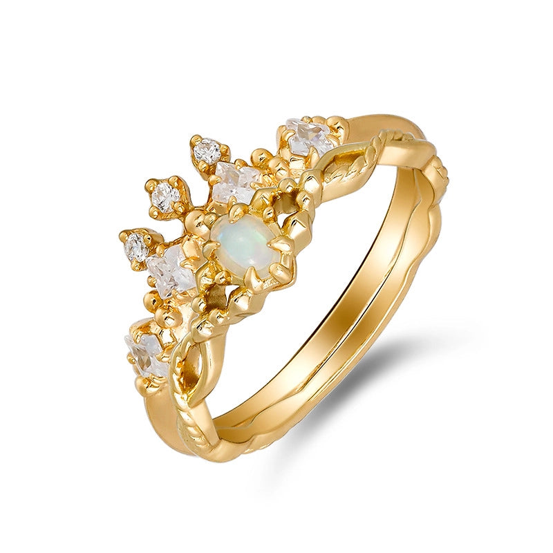 Oval Engagement Ring 925 Silver Opal