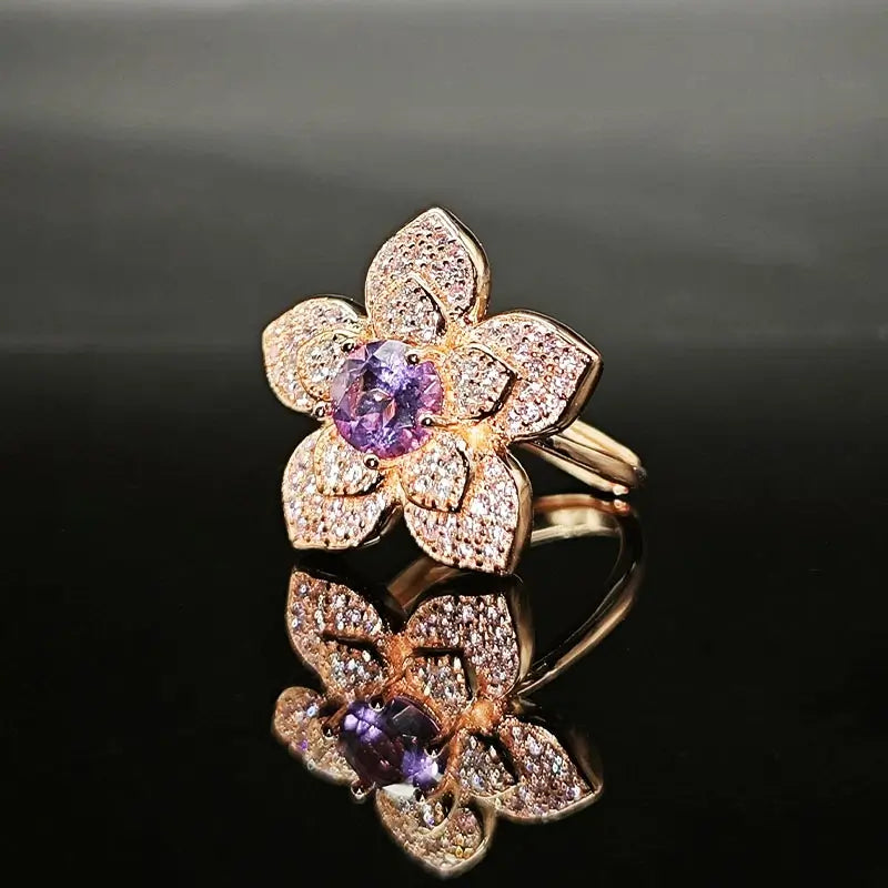Round Engagement Ring 6*6 925 Silver crystal Open Ring