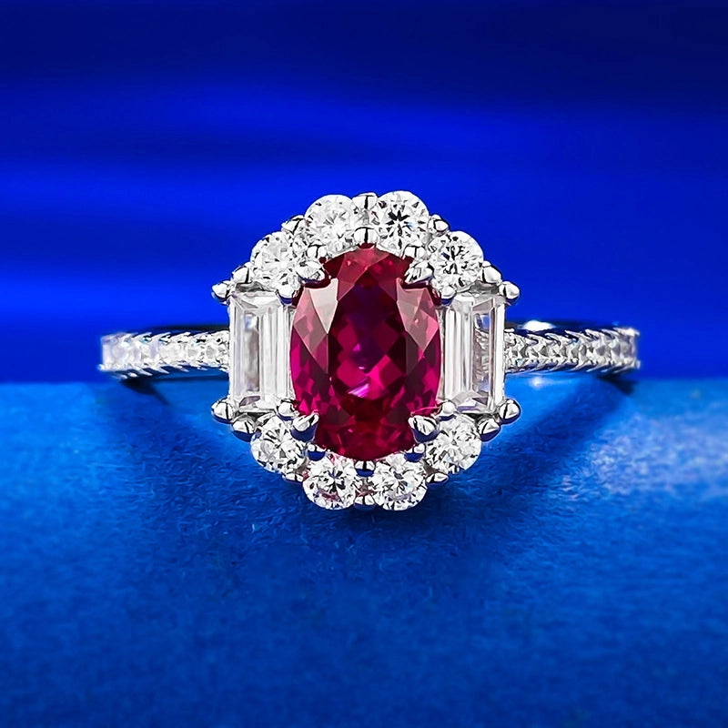 Oval Engagement Ring 5*7 925 Silver High Carbon Diamond