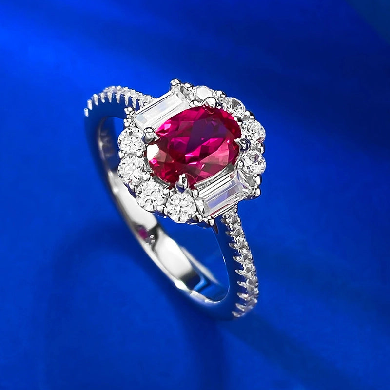 Oval Engagement Ring 5*7 925 Silver High Carbon Diamond