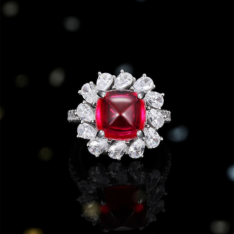 Sugar Tower Engagement Ring 925 Silver High Carbon Diamond