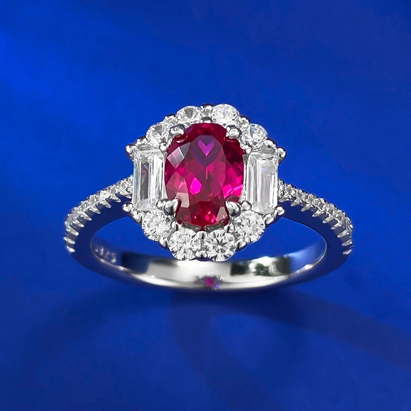 Oval Engagement Ring 5*7 925 Silver High Carbon Diamond