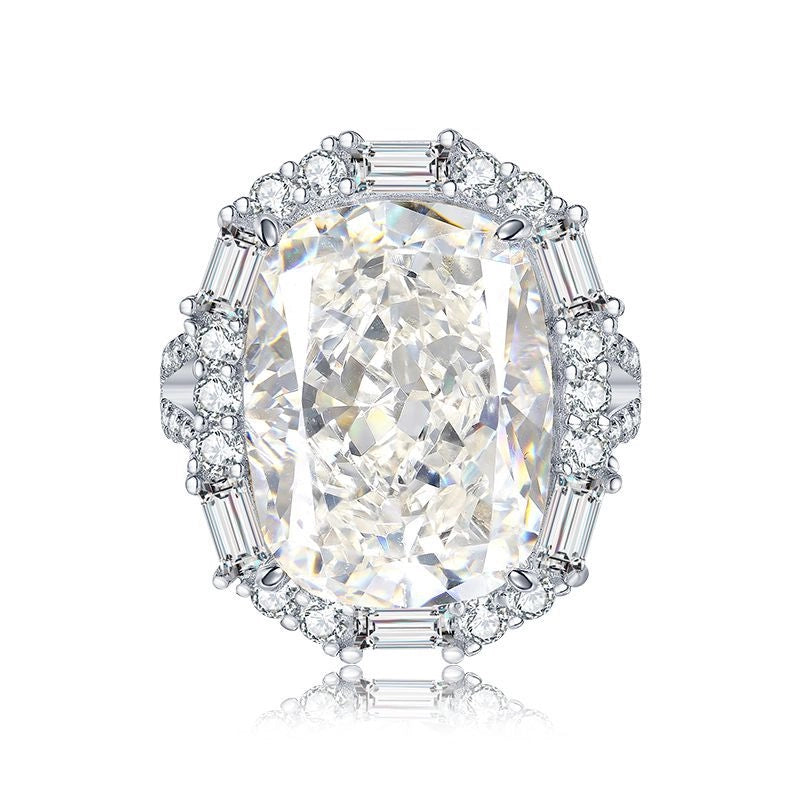 Cushion Engagement Ring 12*16 925 Silver High Carbon Diamond
