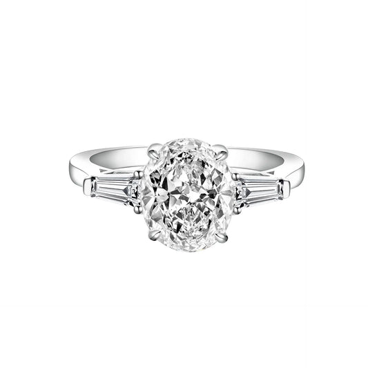 Oval Engagement Ring 925 Silver High Carbon Diamond