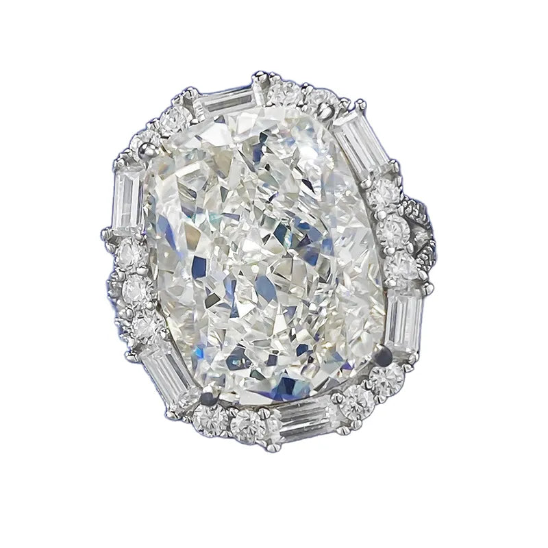 Cushion Engagement Ring 12*16 925 Silver High Carbon Diamond