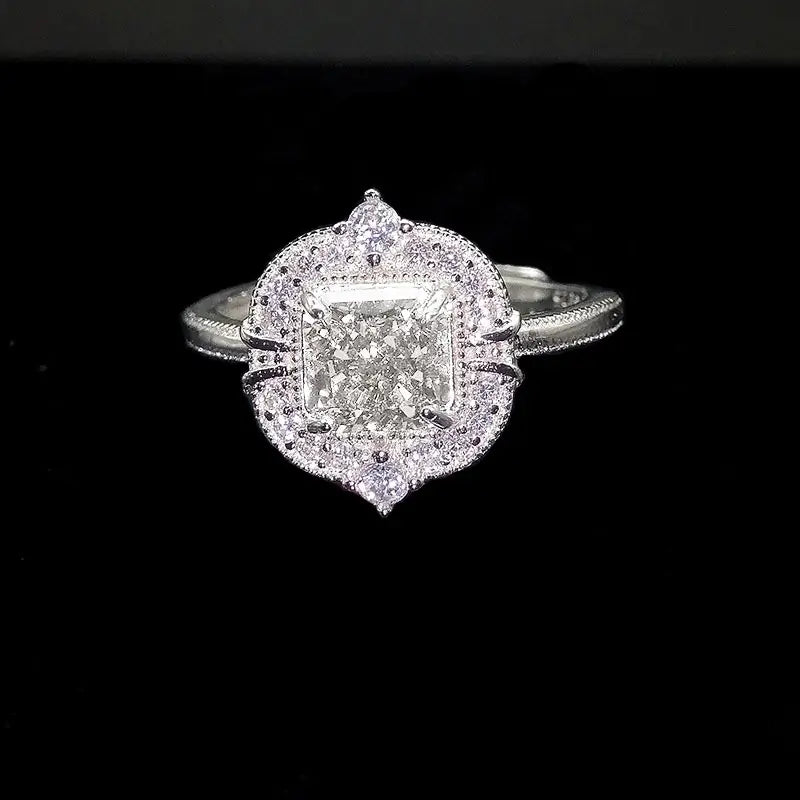 Princess Engagement Ring 6*6 925 Silver High Carbon Diamond