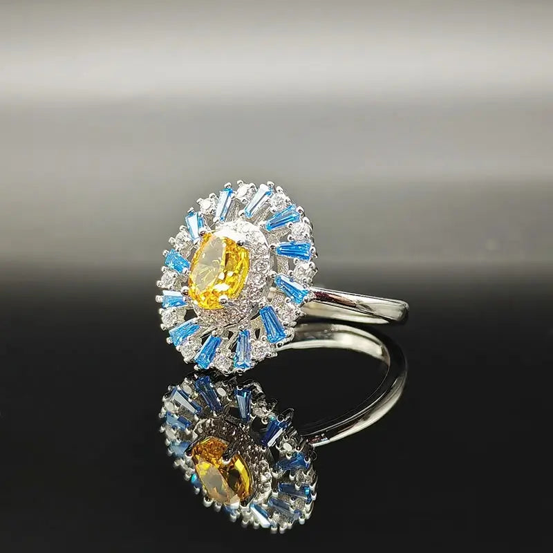 Oval Engagement Ring 5*7 925 Silver High Carbon Diamond Open Ring